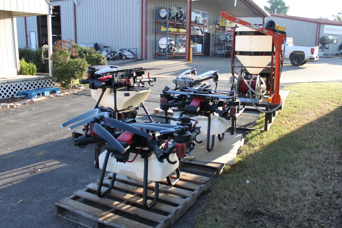 Agriculture spray drones at Rozell Sprayers in Tyler, Texas