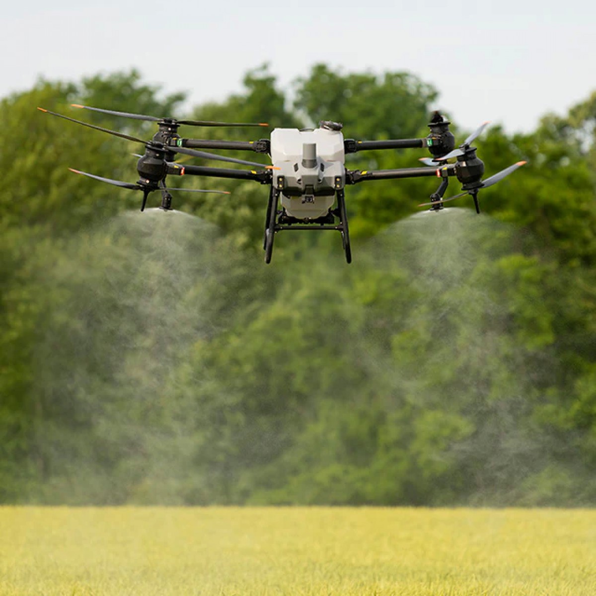 Agriculture drone spraying over a field